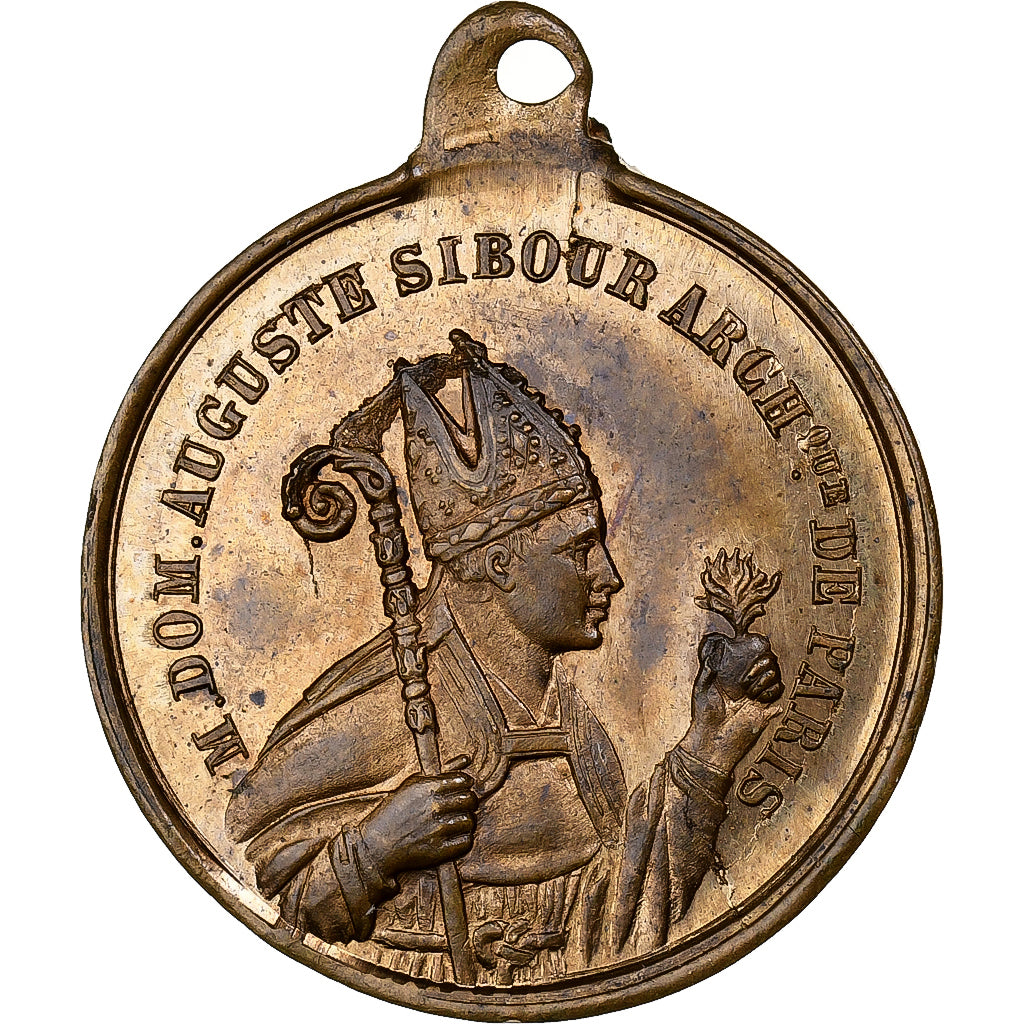France, Medal, Mort d'Auguste Sibour, Archevêque de Paris, 1857, Brass
