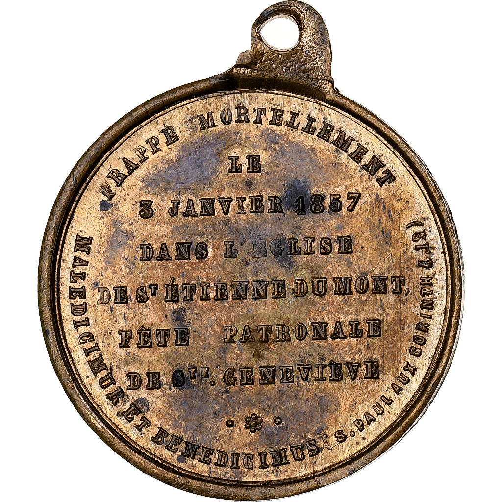 France, Medal, Mort d'Auguste Sibour, Archevêque de Paris, 1857, Brass