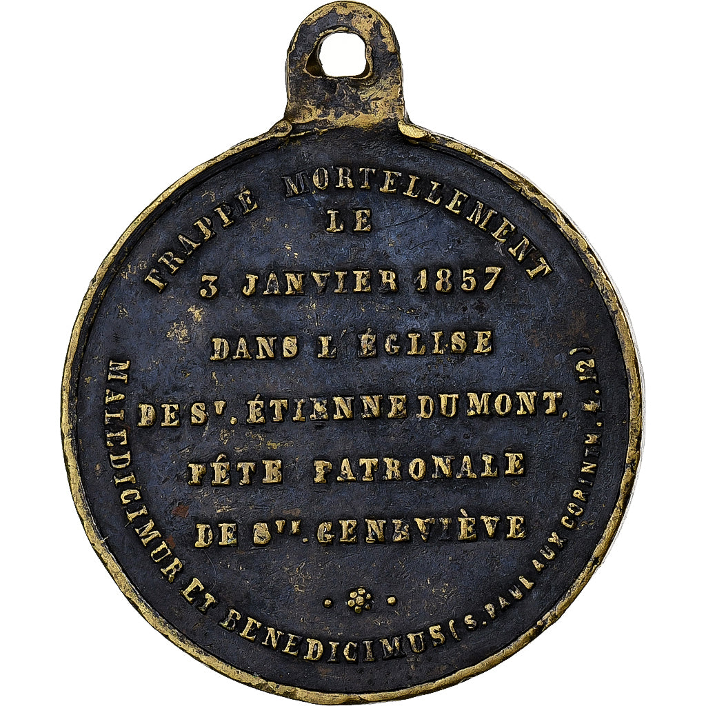 Frankreich, Medaille, Mort d'Auguste Sibour, Archevêque de Paris, 1857