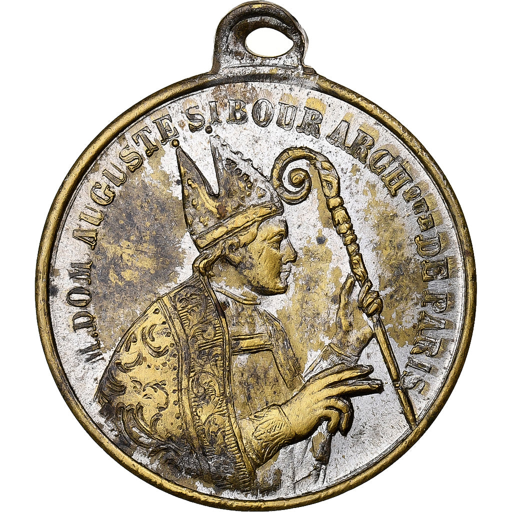 France, Medal, Mort d'Auguste Sibour, Archevêque de Paris, 1857, Silvered