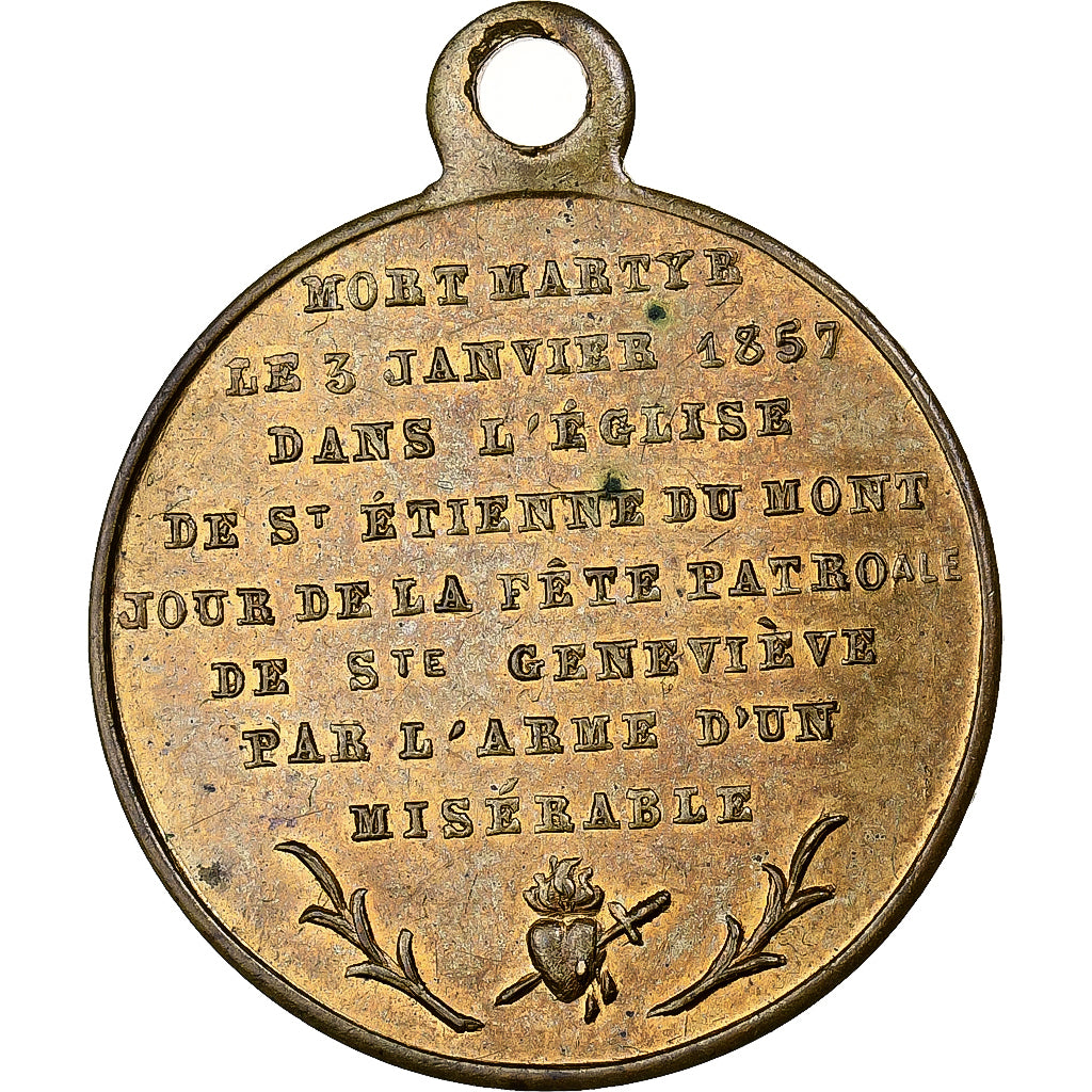 France, Medal, Mort d'Auguste Sibour, Archevêque de Paris, 1857, Brass
