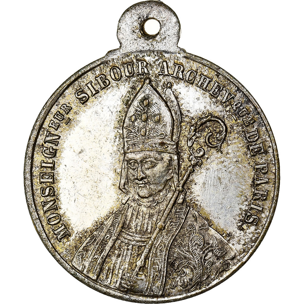 France, Medal, Mort d'Auguste Sibour, Archevêque de Paris, 1857, Silvered