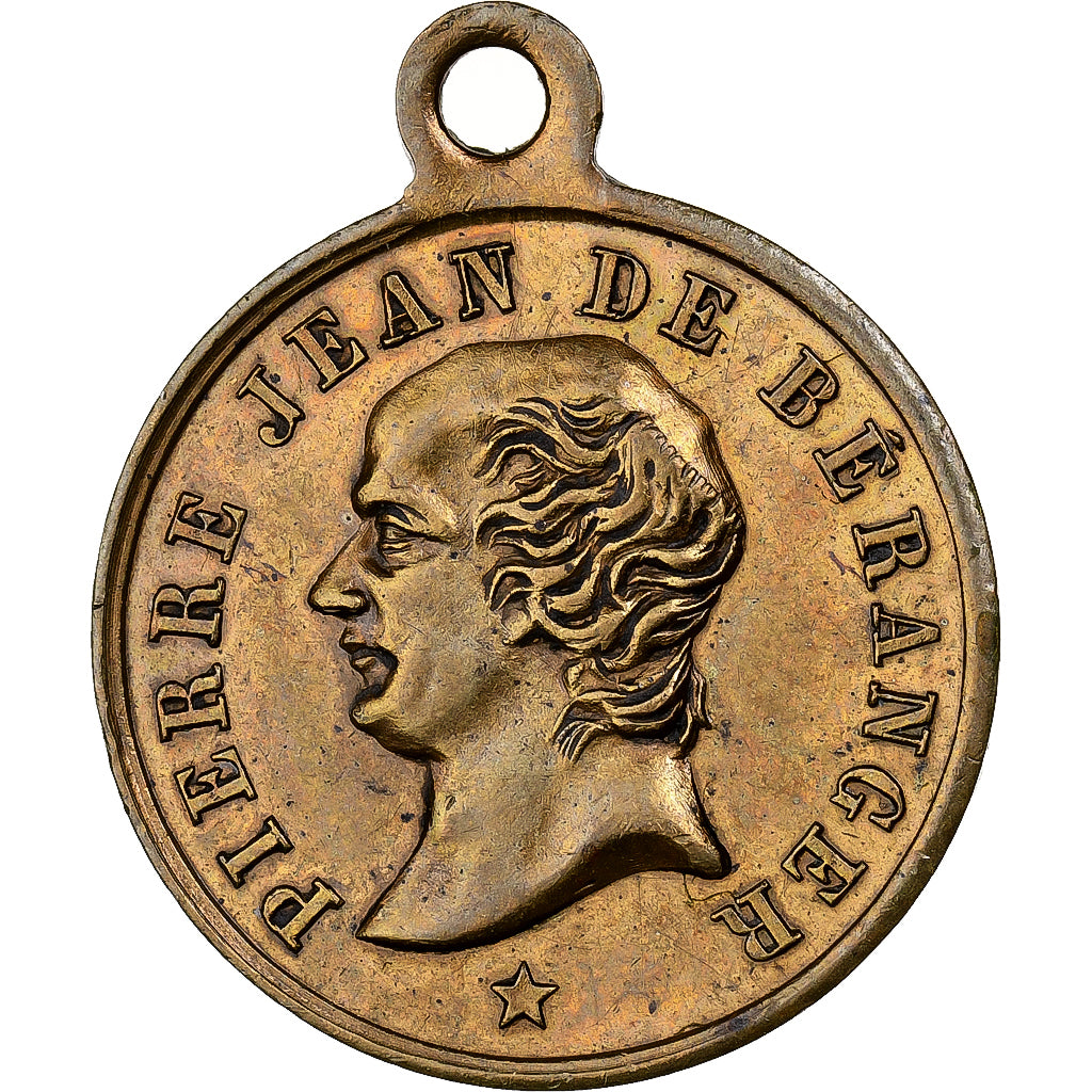 Frankreich, Medaille, Pierre Jean Béranger, 1857, Messing, VZ