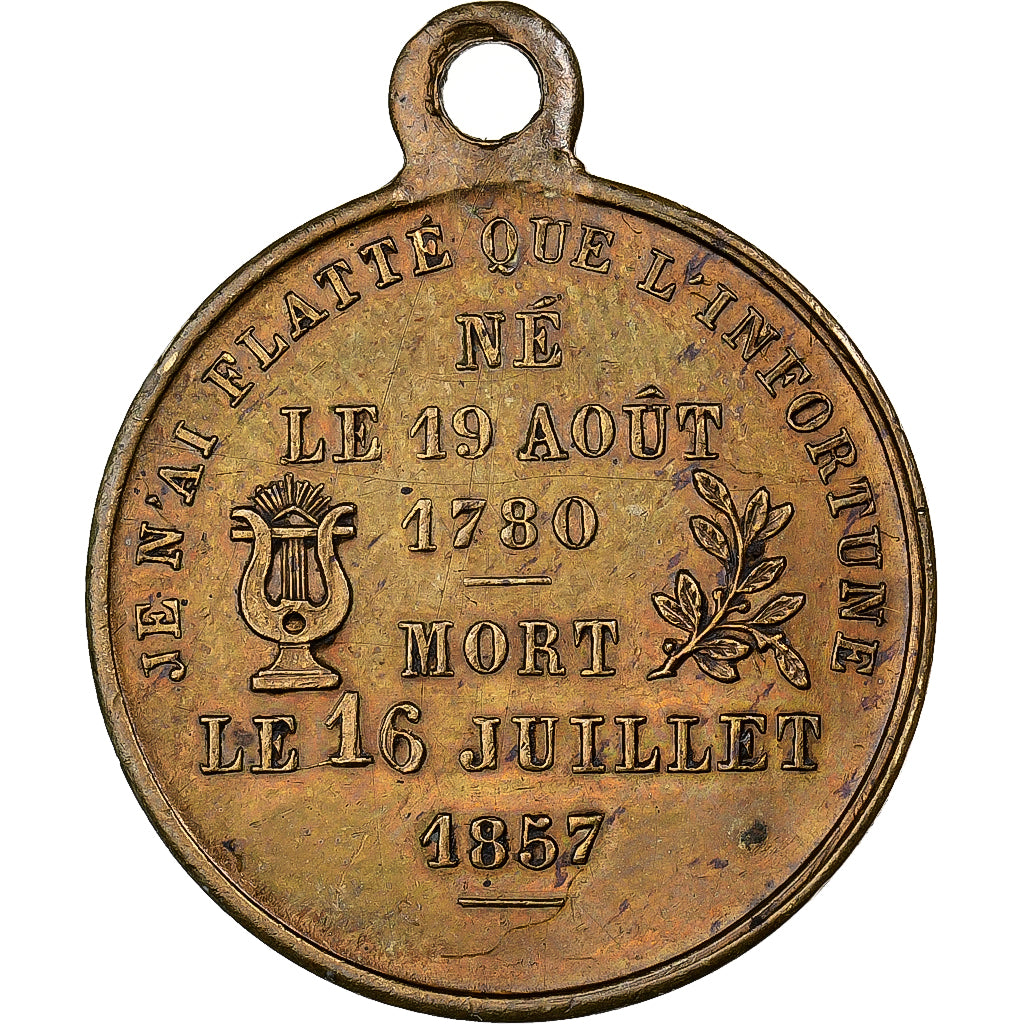 Frankreich, Medaille, Pierre Jean Béranger, 1857, Messing, VZ