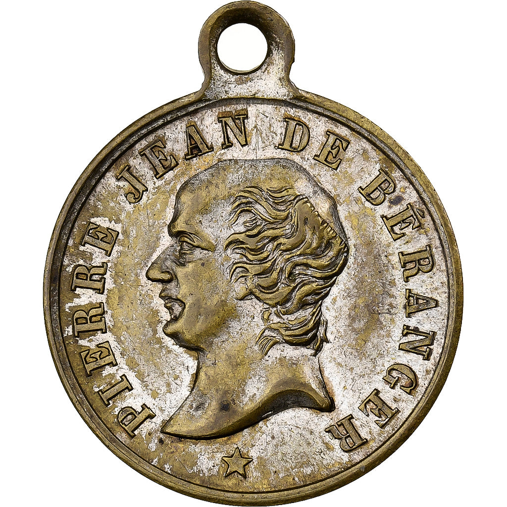 Frankrijk, Medaille, Pierre Jean Béranger, 1857, Silvered Brass, ZF+