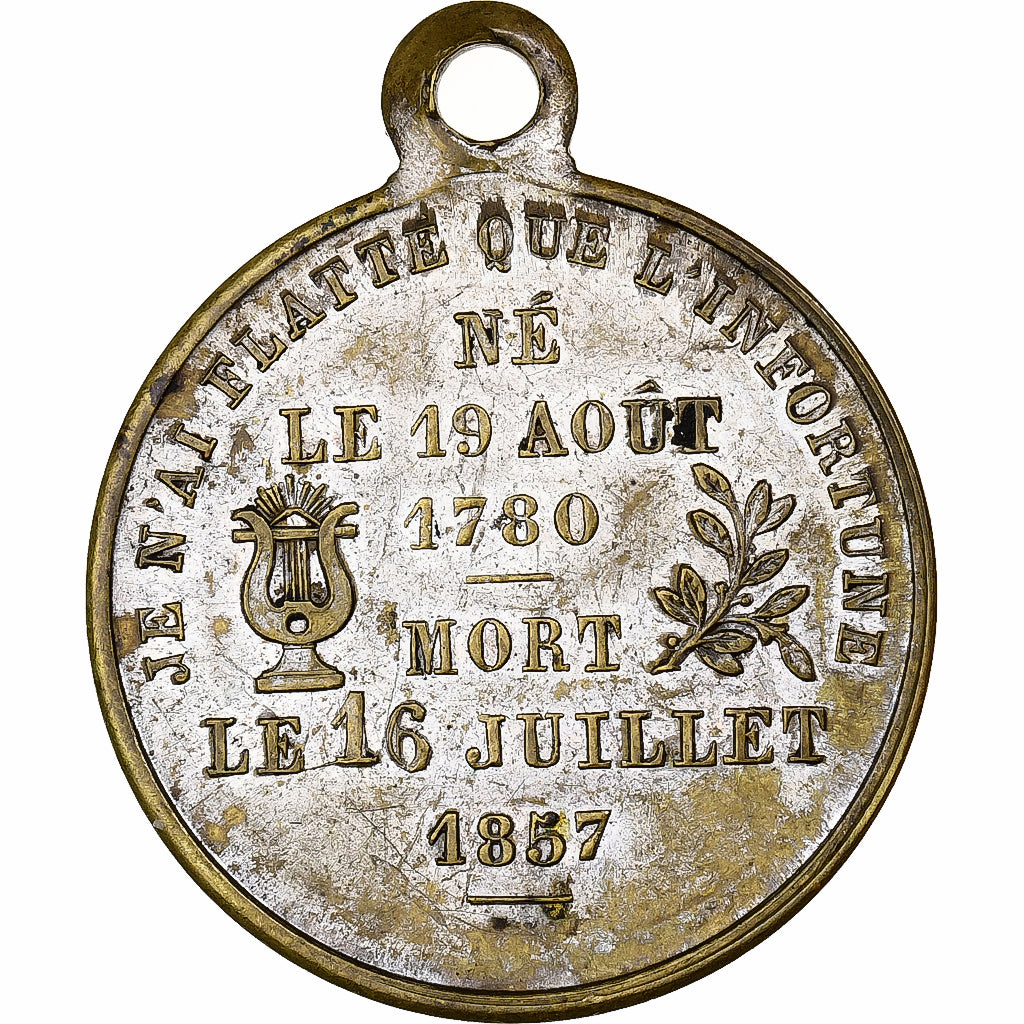 Frankrijk, Medaille, Pierre Jean Béranger, 1857, Silvered Brass, ZF+