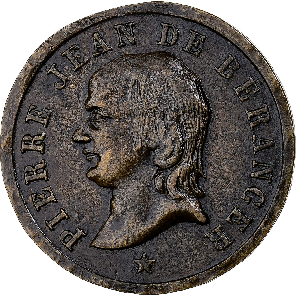 France, Medal, Pierre Jean Béranger, 1857, Copper, EF(40-45)