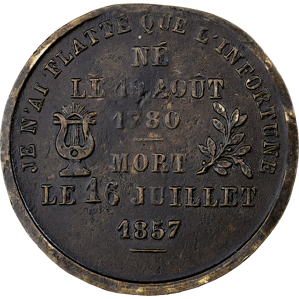 France, Medal, Pierre Jean Béranger, 1857, Copper, EF(40-45)