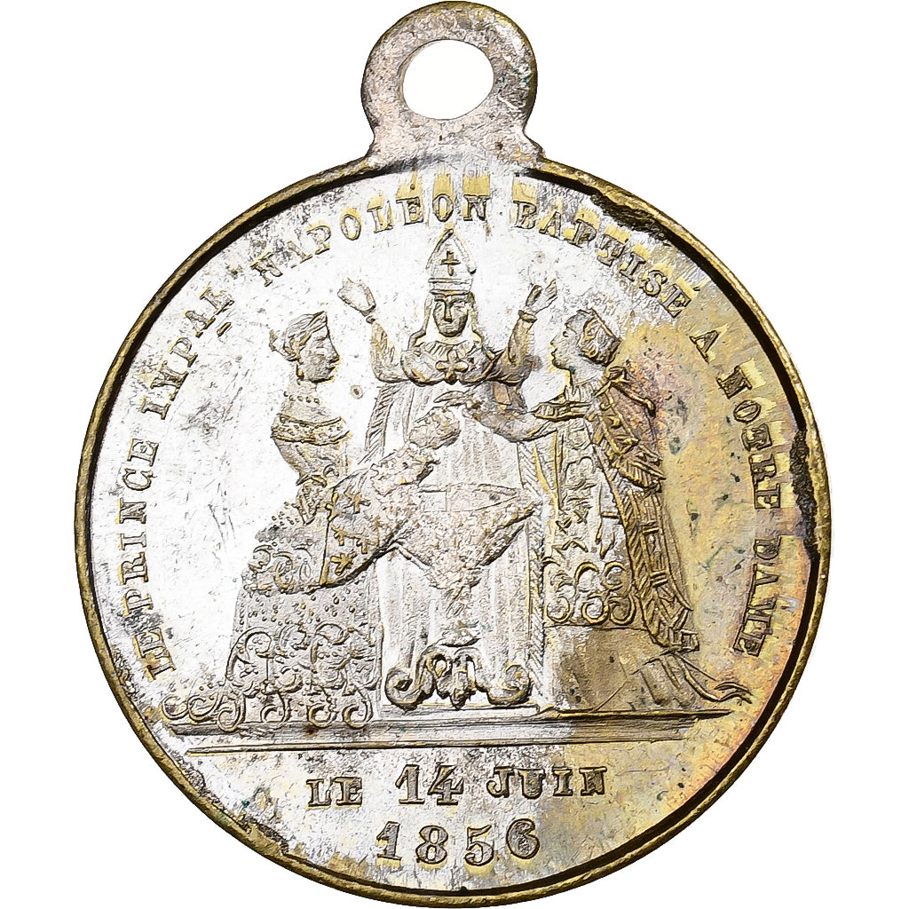 France, Medal, Napoléon III, Baptème du Prince Impérial, 1856, Brass