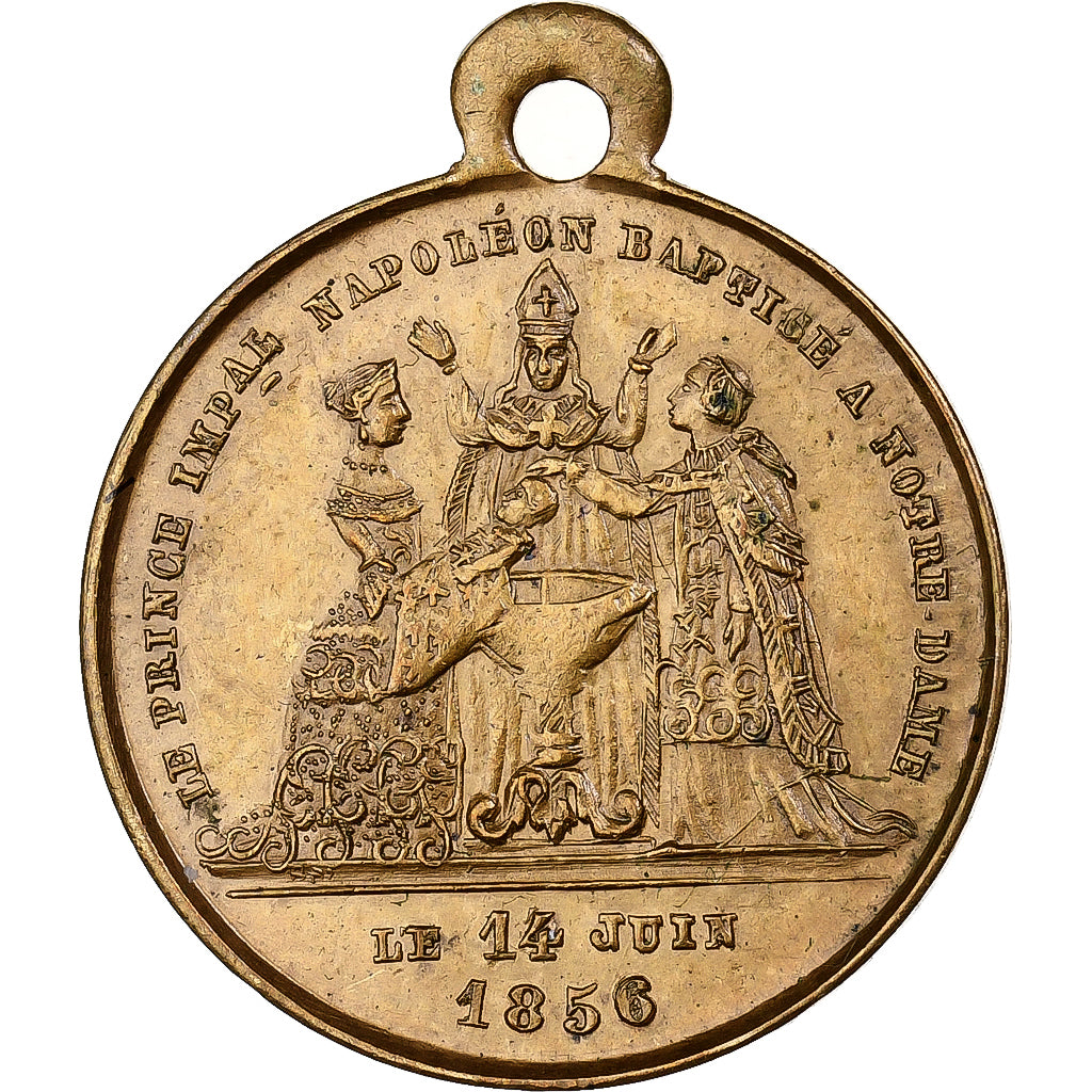 France, Medal, Napoléon III, Baptème du Prince Impérial, 1856, Brass