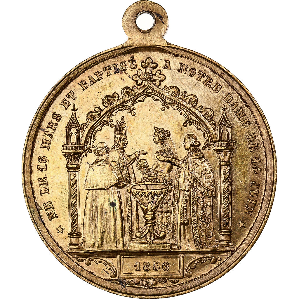 Frankrijk, Medaille, Napoléon III, Baptème du Prince Impérial, 1856, Tin, PR