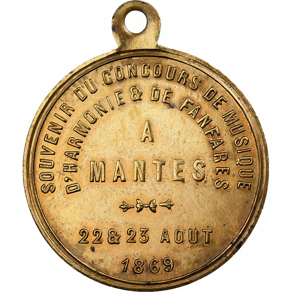 Frankreich, Medaille, Napoléon III, Concours Musical, 1869, Messing, Mantes, VZ