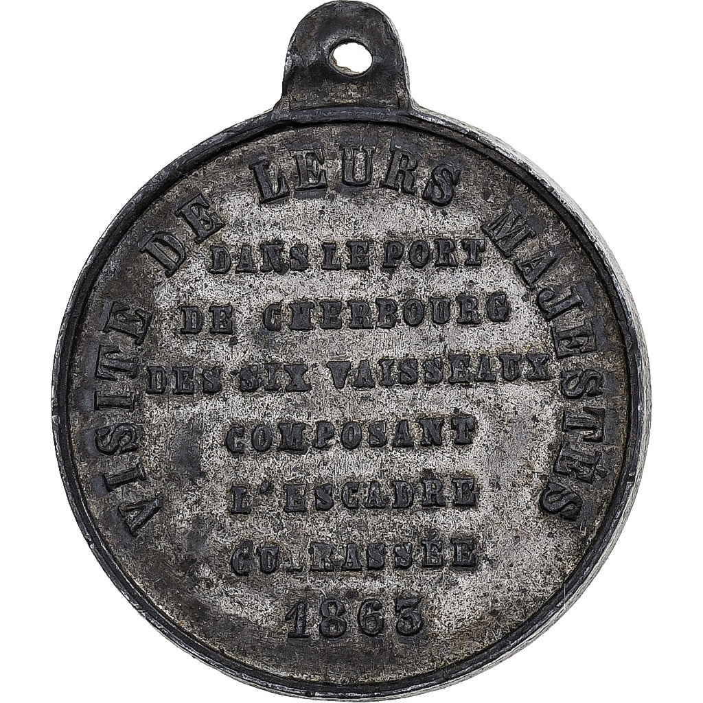 Francja, medal, Napoléon III, Visite du Port de Cherbourg, 1863, Cyna-Cynk