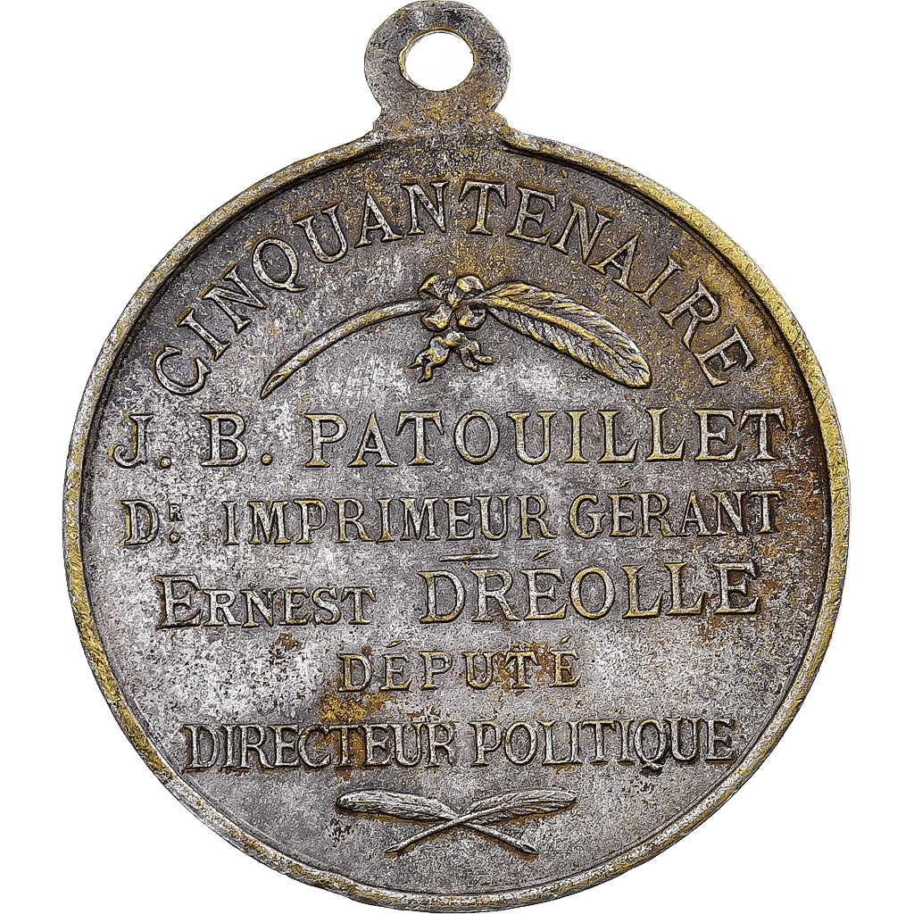Frankreich, Medaille, Cinquantenaire du Journal l'Espèrance, 1884, Silvered
