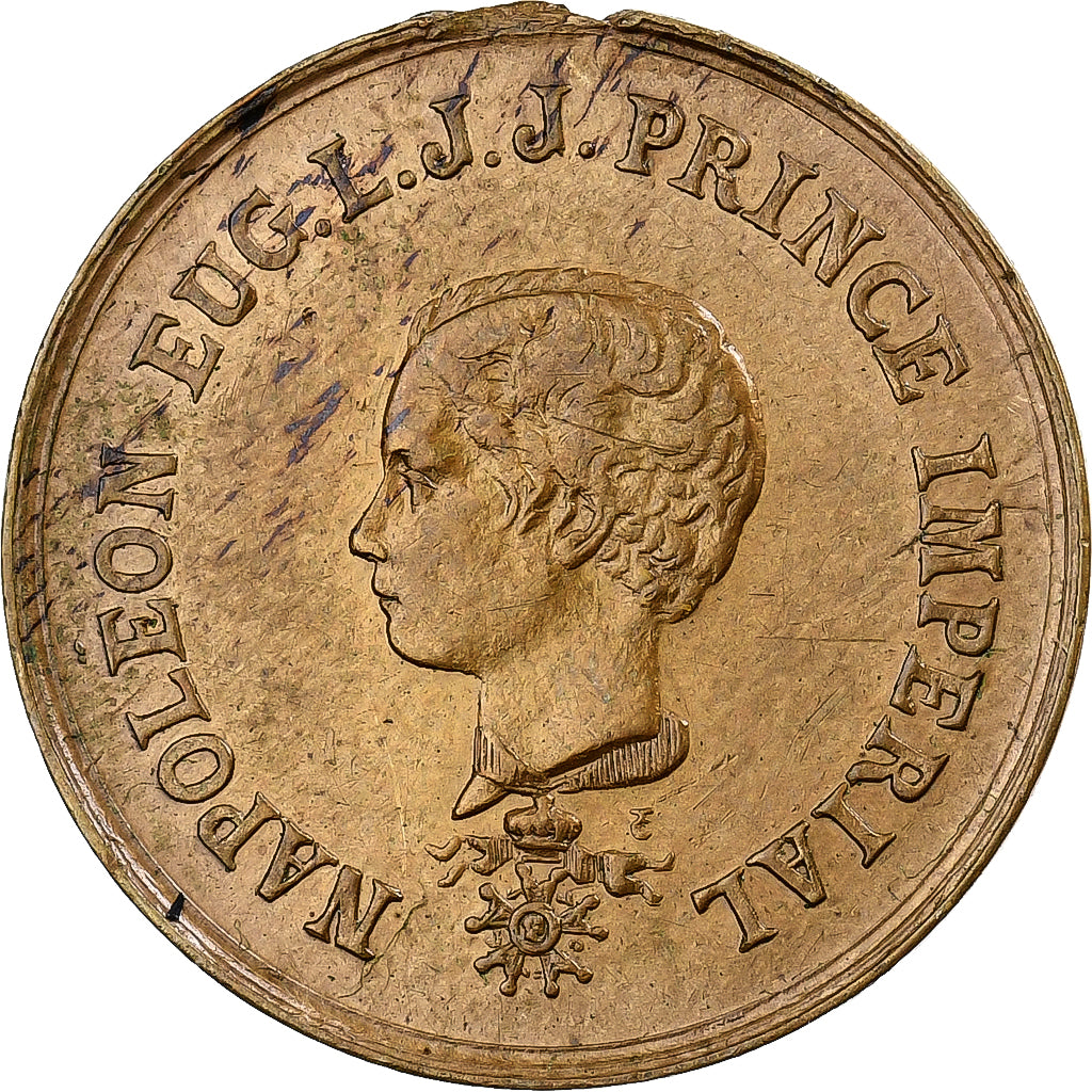 Francia, medalla, Napoléon III, Le Prince Impérial, Latón, Trotin, MBC+