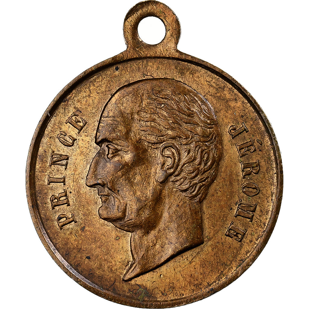 France, Token, Mort du Prince Jérome Bonaparte, 1860, Brass, AU(55-58)