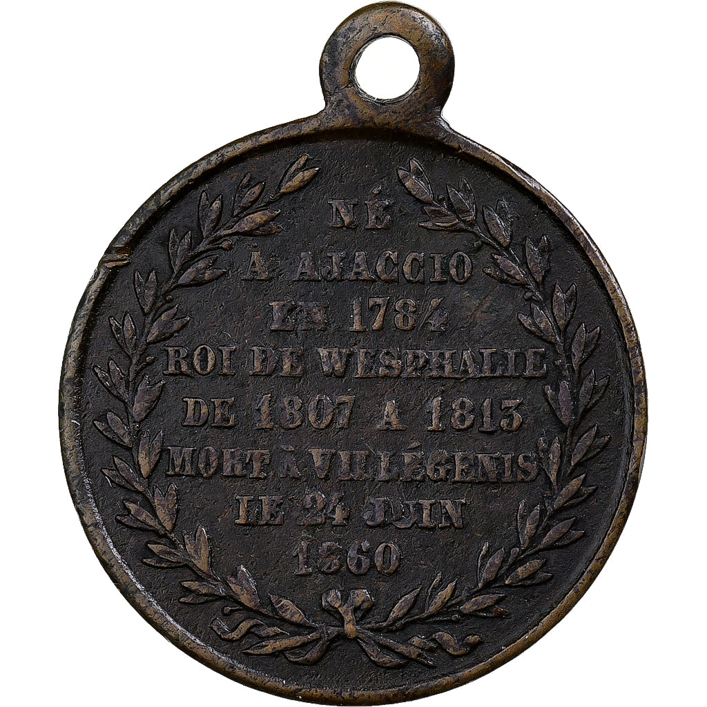 France, Token, Mort du Prince Jérome Bonaparte, 1860, Copper, EF(40-45)