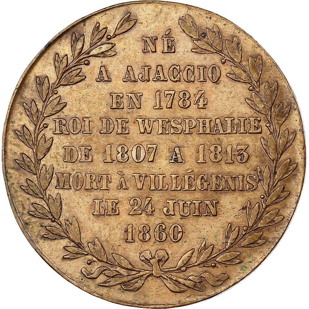 Francja, Token, Mort du Prince Jérome Bonaparte, 1860, Mosiądz, AU(50-53)