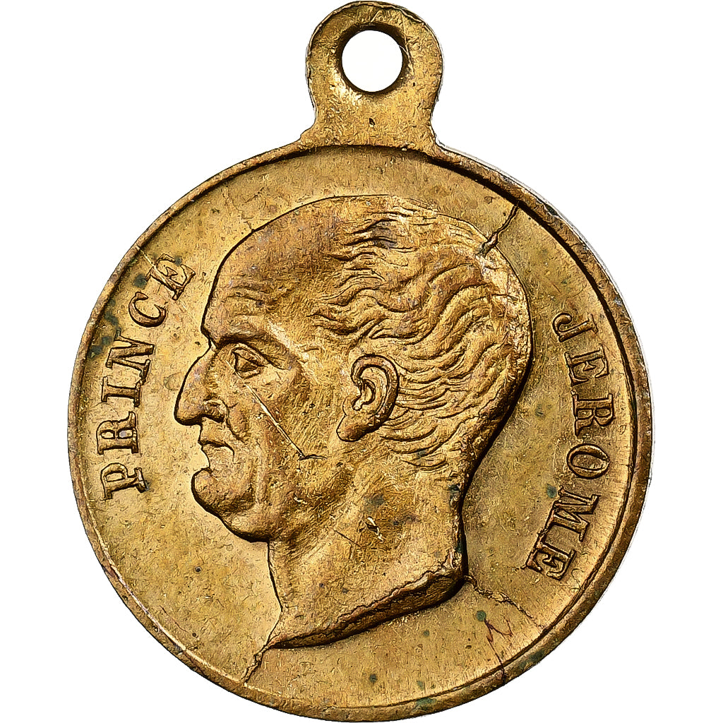 France, Token, Mort du Prince Jérome Bonaparte, 1860, Brass, AU(50-53)