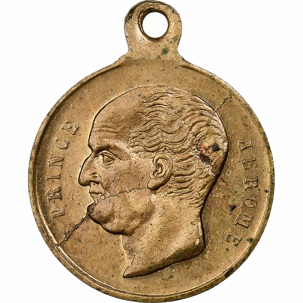 France, Token, Mort du Prince Jérome Bonaparte, 1860, Brass, AU(50-53)