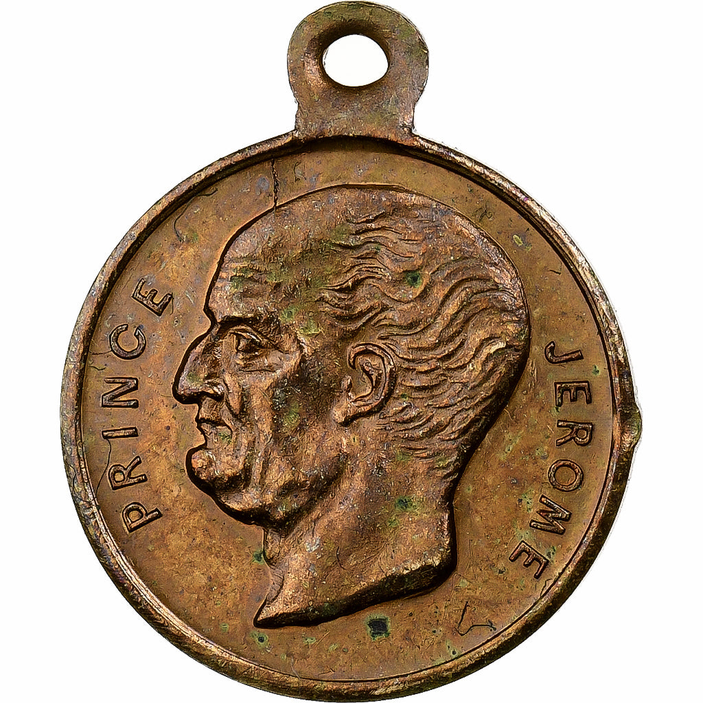 France, Token, Mort du Prince Jérome Bonaparte, 1860, Brass, AU(50-53)