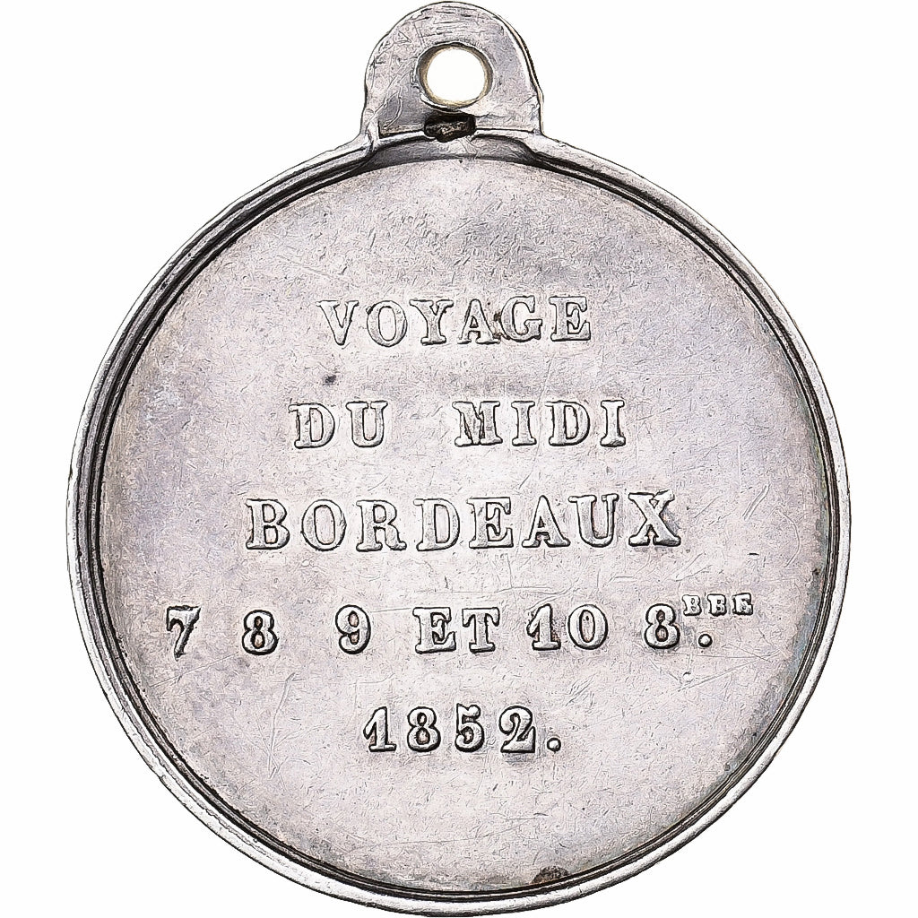 France, Medal, Napoléon III, Voyage du Midi - Bordeaux, 1852, Silver, Caqué