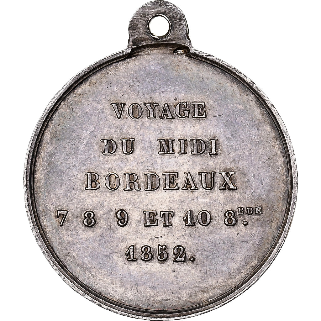 France, Medal, Napoléon III, Voyage du Midi - Bordeaux, 1852, Silver, Caqué