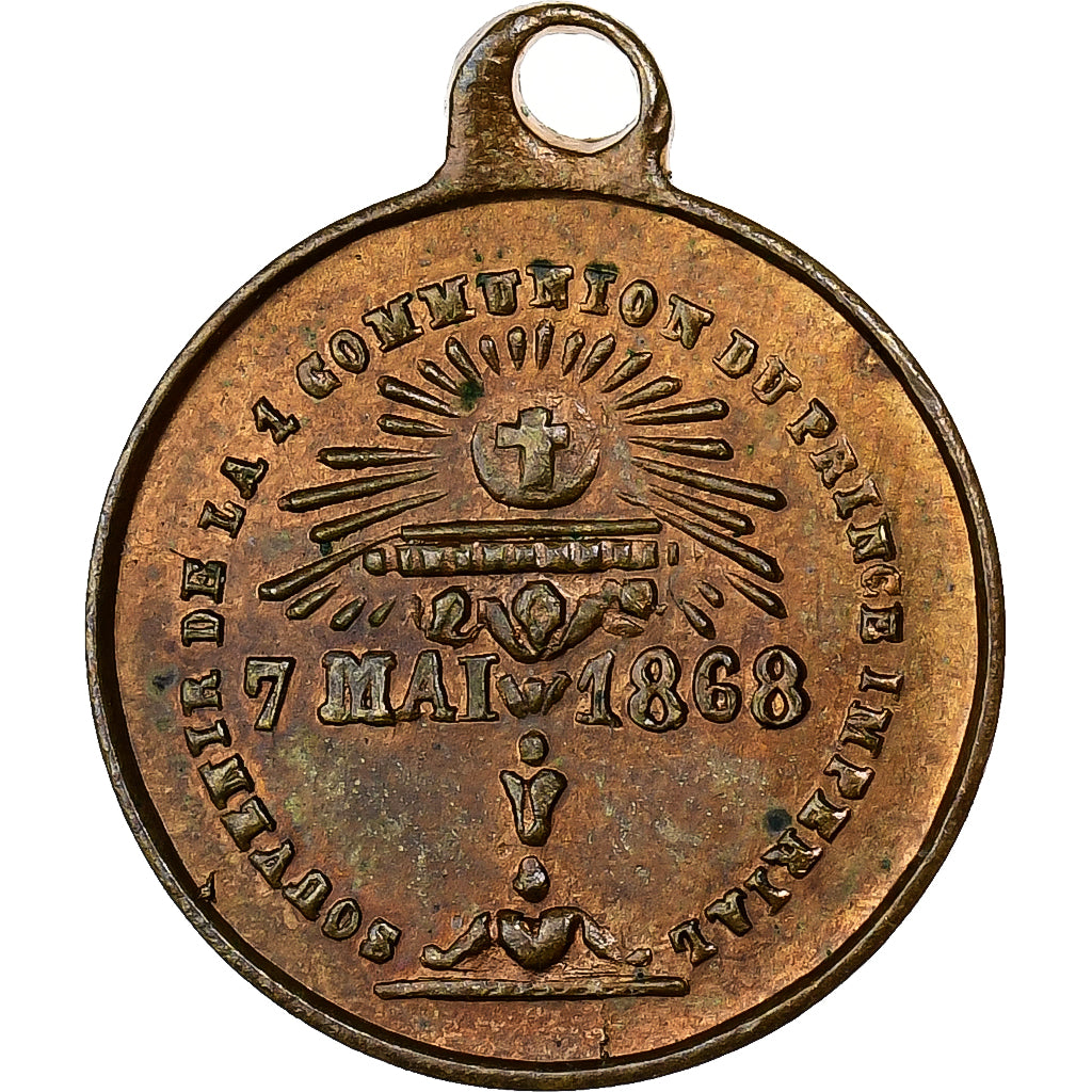 France, Medal, Souvenir de la Communion du Prince Impérial, 1868, Brass
