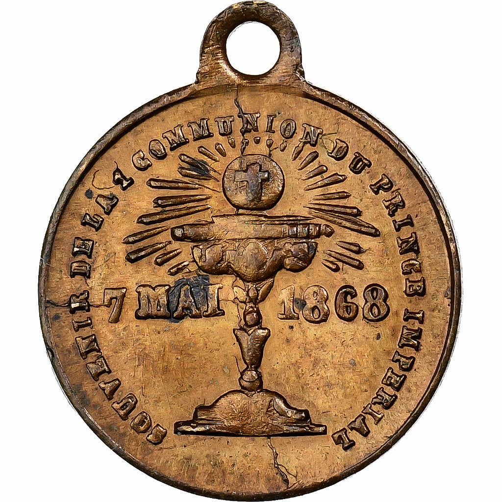 France, Medal, Souvenir de la Communion du Prince Impérial, 1868, Brass