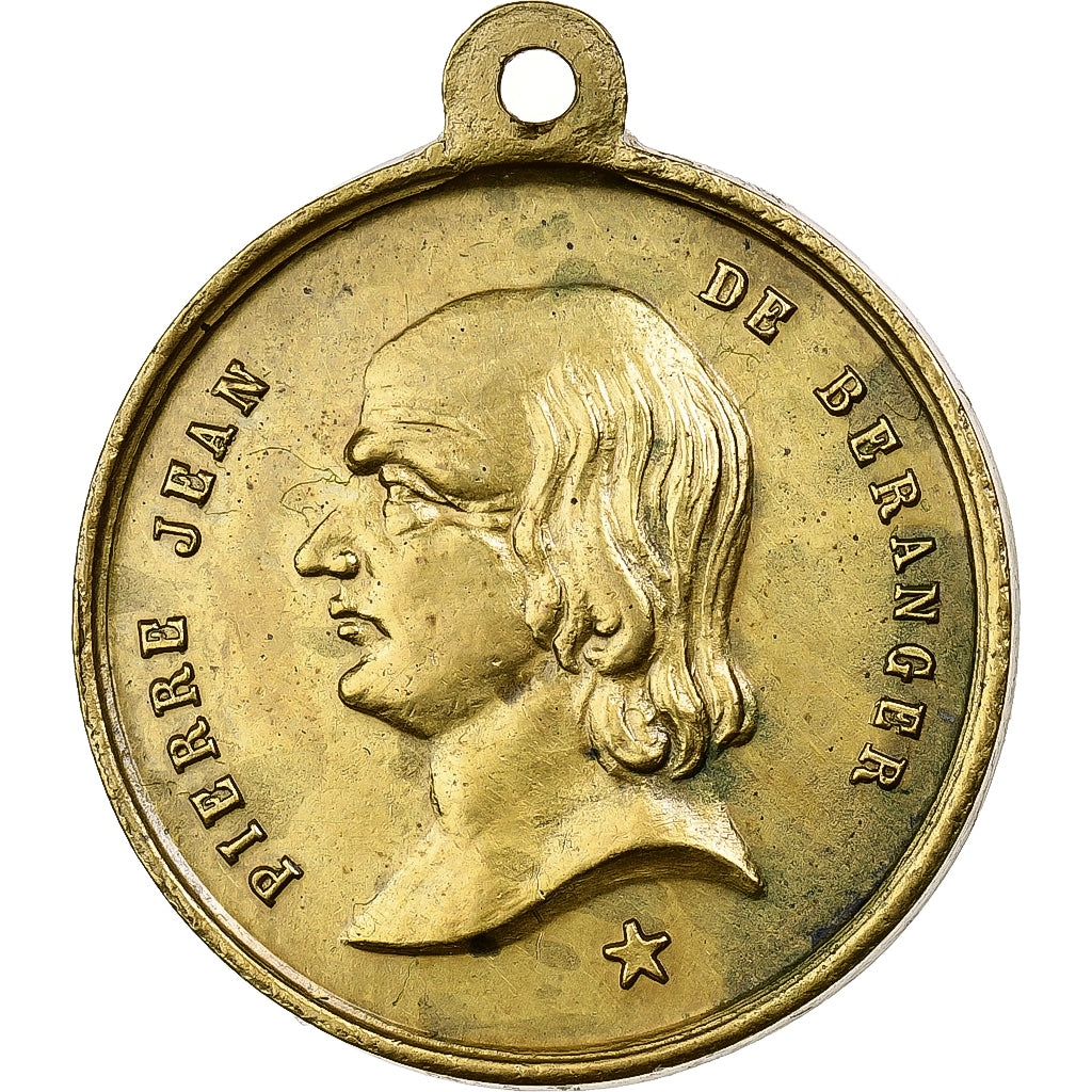 France, Medal, Pierre Jean Béranger, 1857, Brass, AU(55-58)