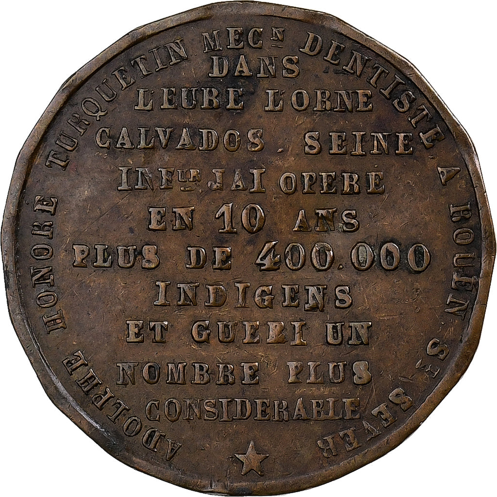 França, medalha, Docteur Turquetin, Rouen, Latão, EF(40-45)