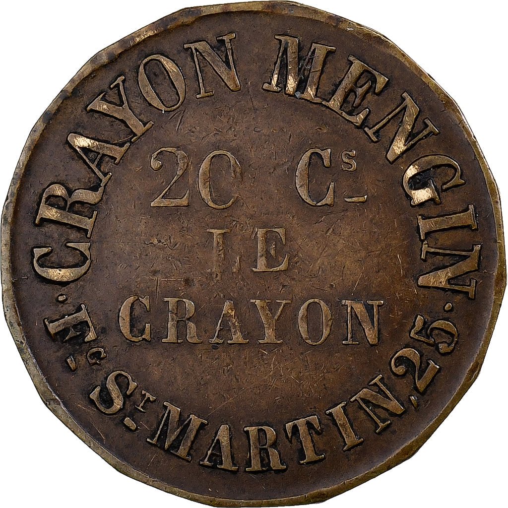 France, Jeton, Crayons Mengin, Laiton, TTB