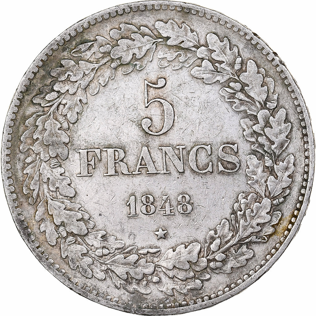 België, Leopold I, 5 Francs, 5 Frank, 1848, Zilver, ZF, KM:3.2