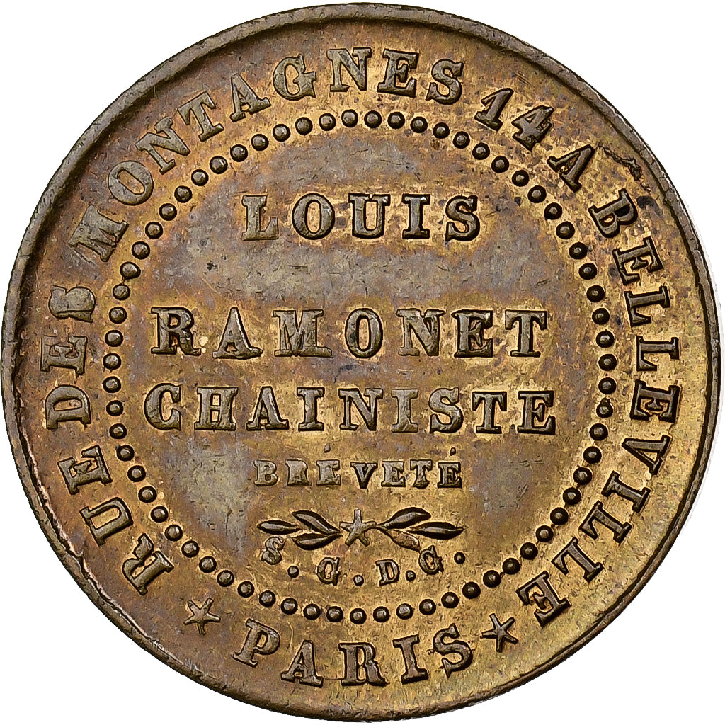 France, Jeton, Louis Ramonet, Chainiste Breveté, Paris, Laiton, TTB