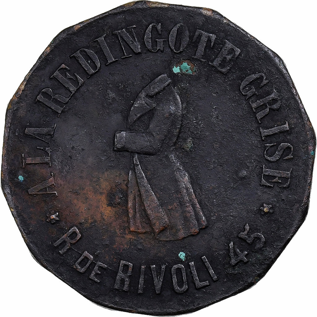 France, Jeton, A la Redingote Grise, Manufacture d'Habillement, Paris, Cuivre