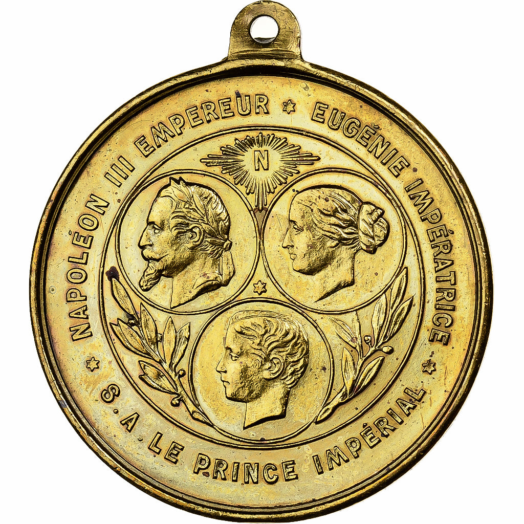 France, Jeton, Napoléon III, Secours Mutuels, 1865, Laiton, SUP+