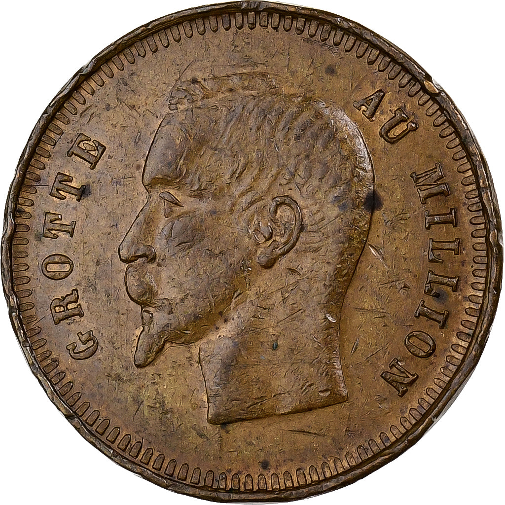 França, Token, Napoléon III, Jeu, La Grotte au Million, Latão, VF(30-35)