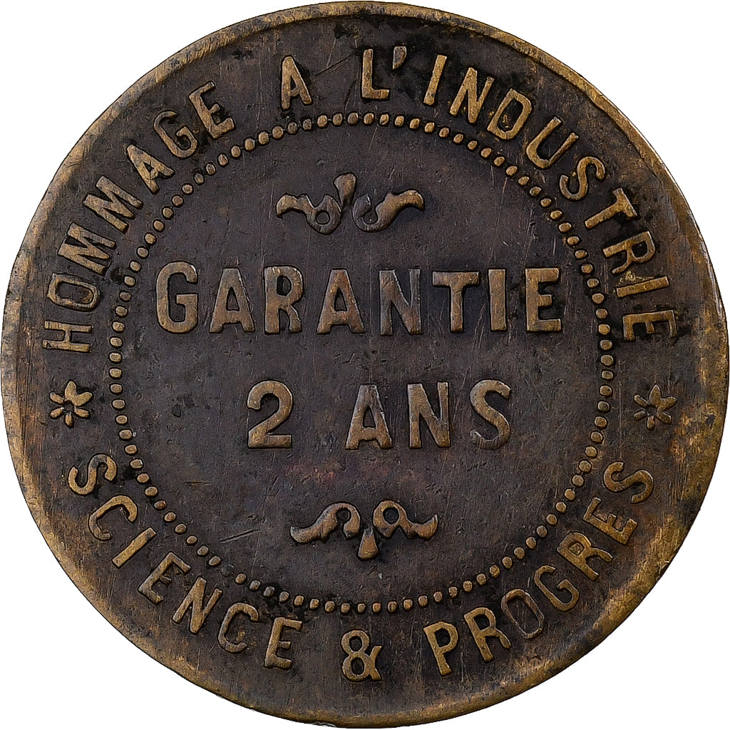 Francia, zeton, Williams de Londres, Hommage à l'Industrie, Garantie 2 Ans