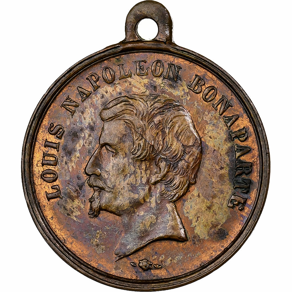 França, medalha, Louis Napoléon Bonaparte, 1ère Fête Nationale, 1852, Cobre