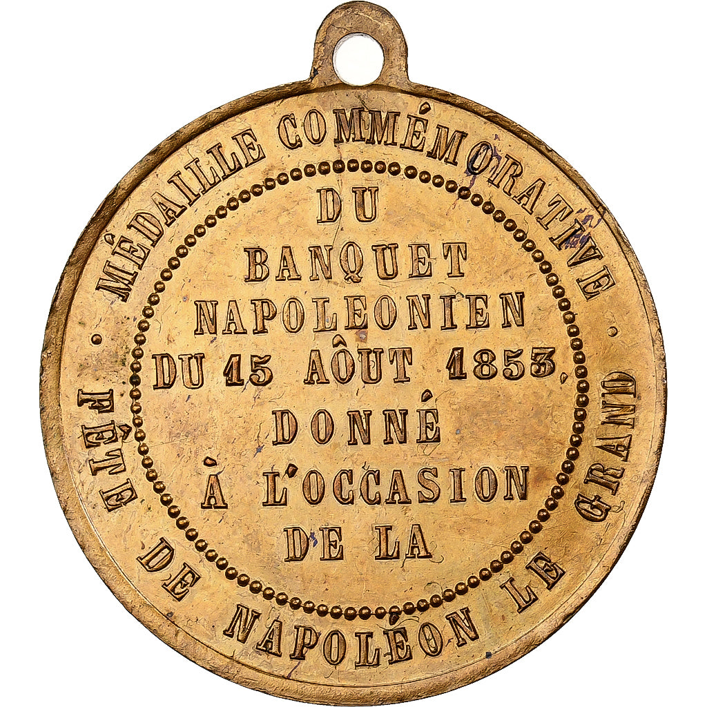 França, medalha, Napoléon III, Banquet Napoléonien, 1853, Latão, Derville