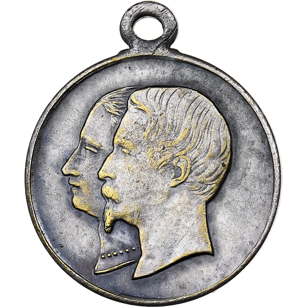França, medalha, Napoléon III, Fête Nationale, 1853, Latão Revestido a