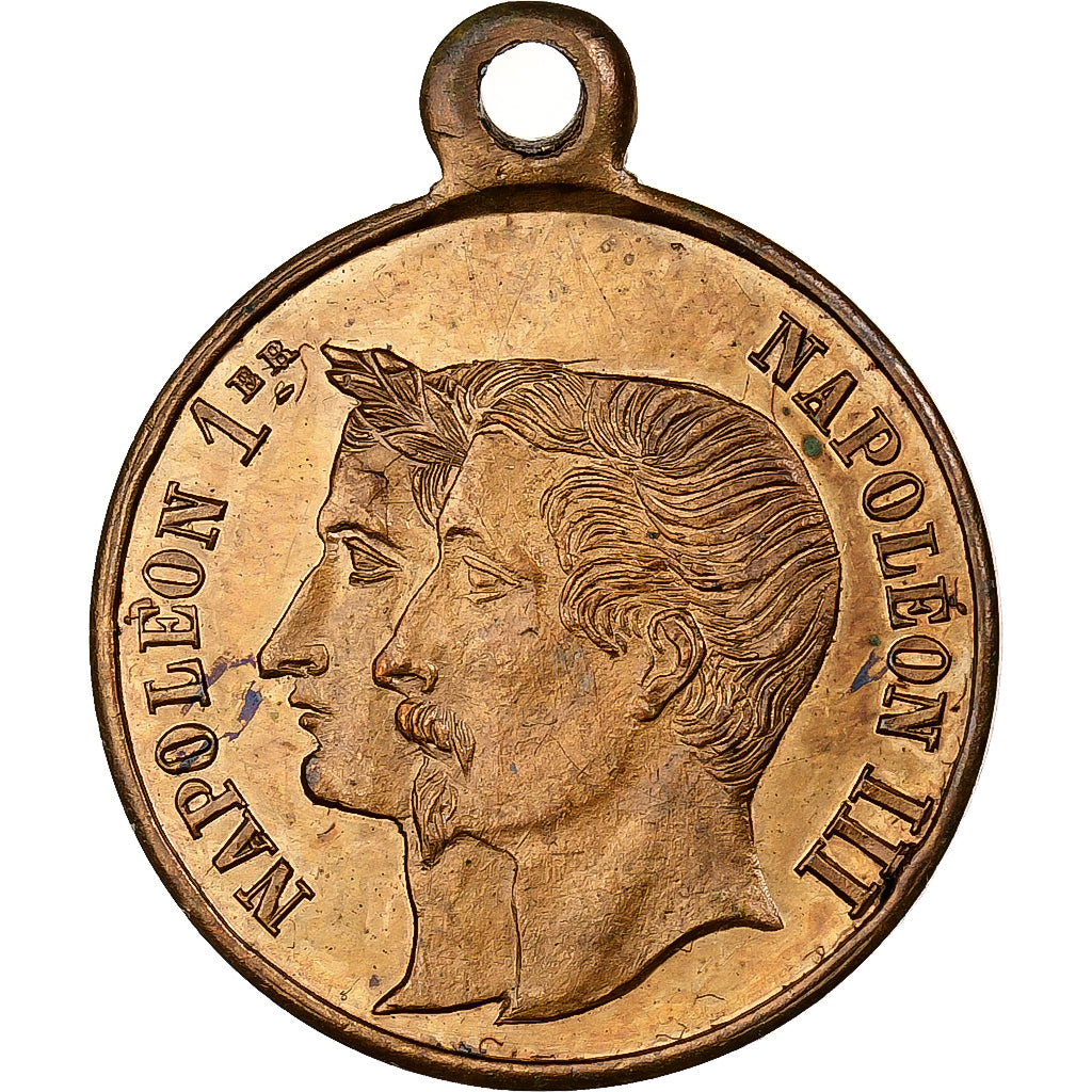 França, medalha, Napoléon III, Fête Nationale, 1853, Latão, AU(55-58)