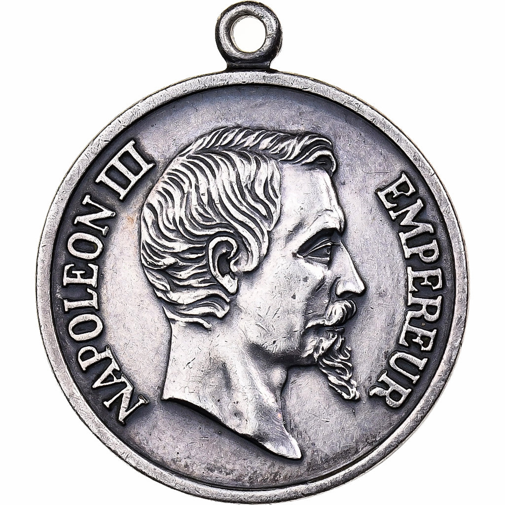 France, Médaille, Napoléon III, Bataille de l'Alma, 1854, Laiton argenté, SUP