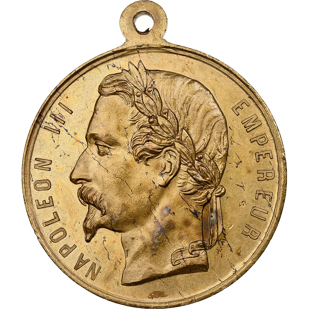 França, medalha, Napoléon III, Fêtes Impériales, 1856, Latão, AU(55-58)