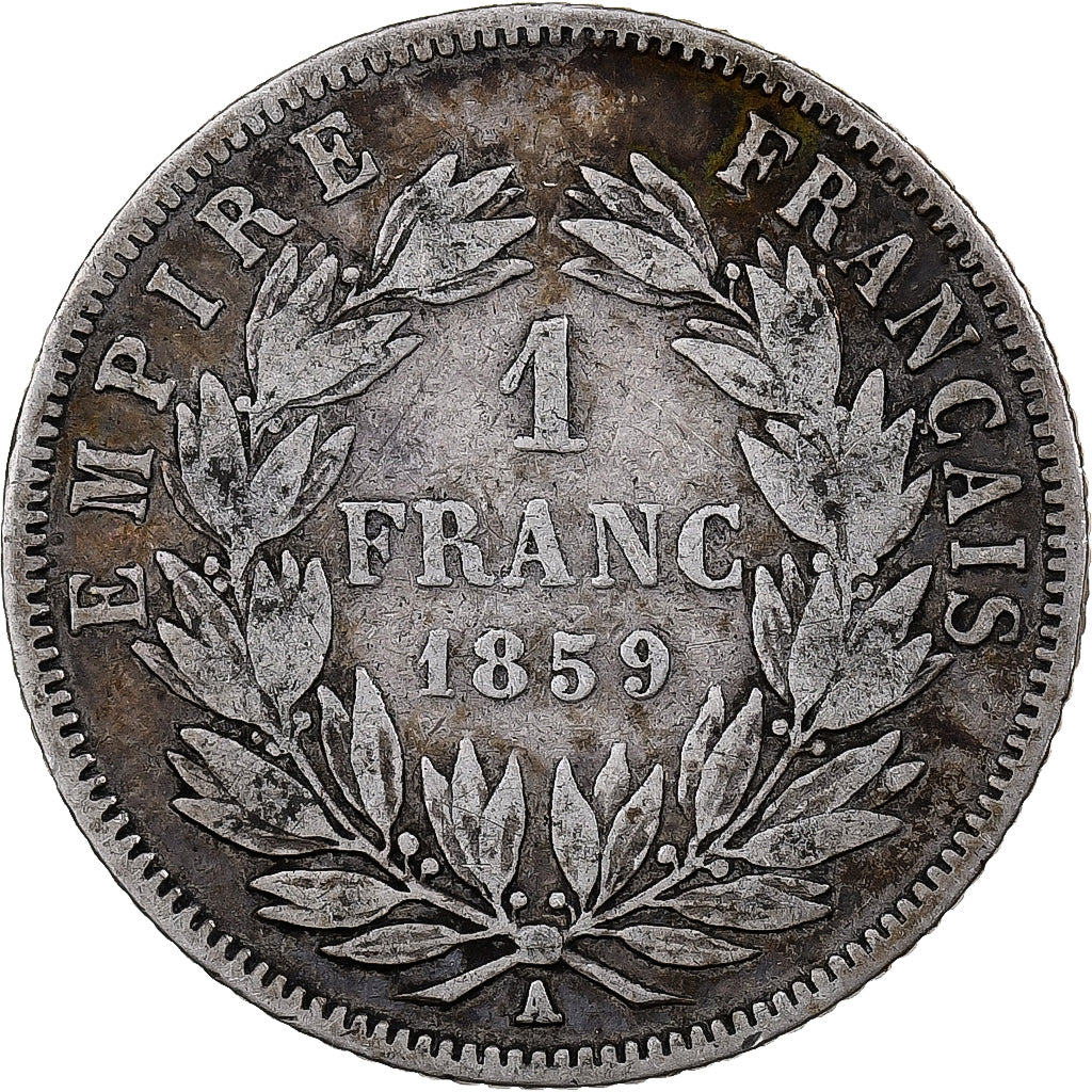 France, Napoleon III, Franc, Napoléon III, 1859, Paris, Silver, VF(30-35)