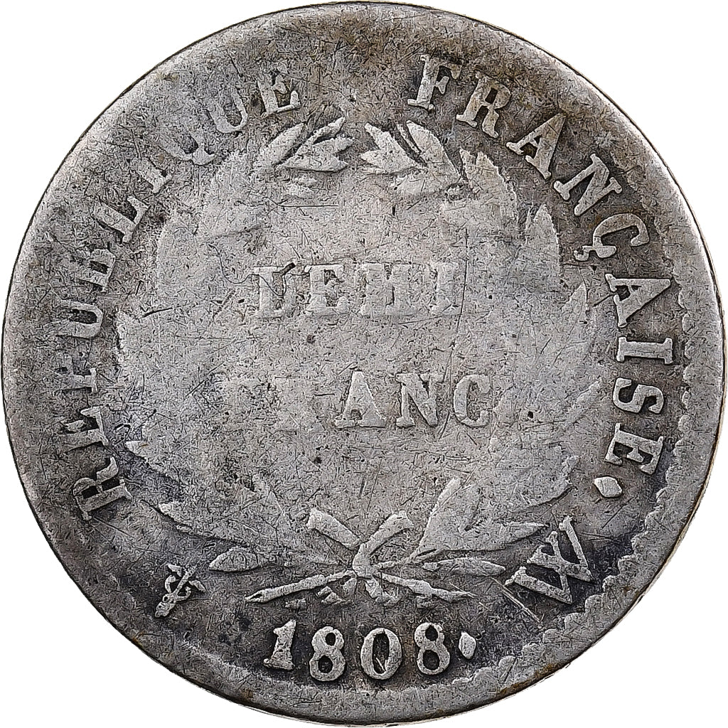 Munten, Frankrijk, Napoléon I, 1/2 Franc, 1808, Lille, FR, Zilver, KM:680.14