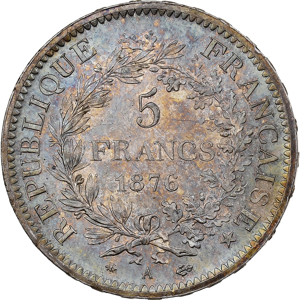 France, 5 Francs, Hercule, 1876, Paris, Silver, MS(60-62), Gadoury:745a