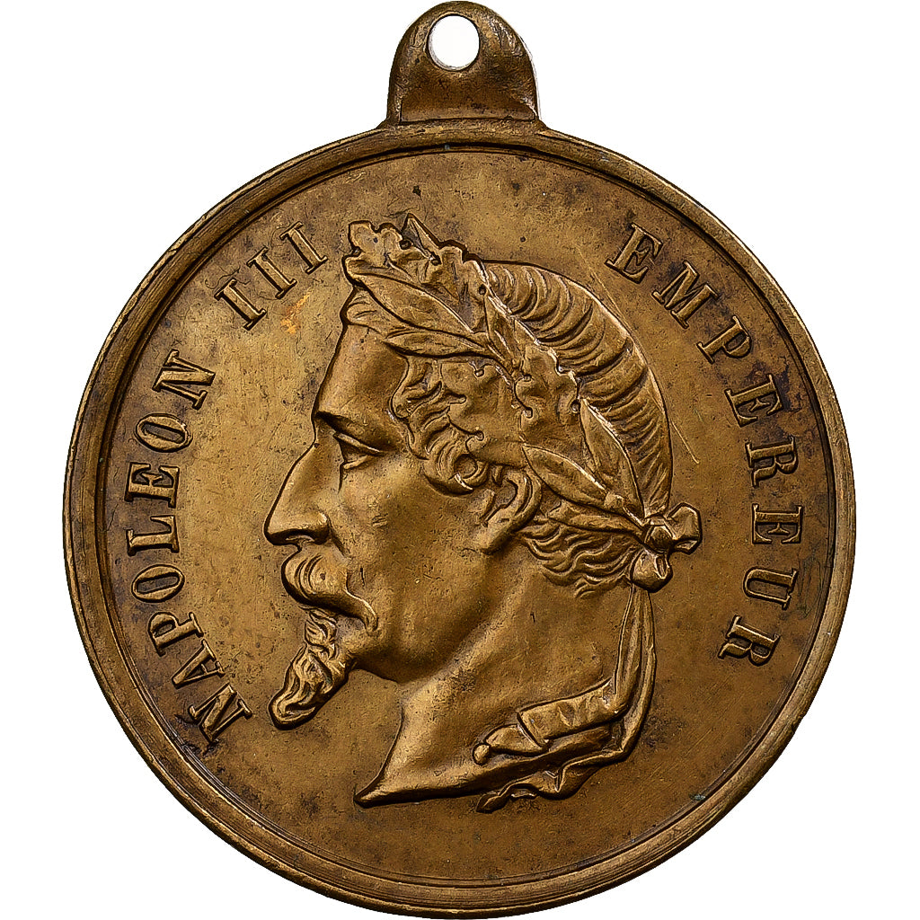 França, medalha, Napoléon III, Exposition Universelle, 1867, Latão, AU(50-53)