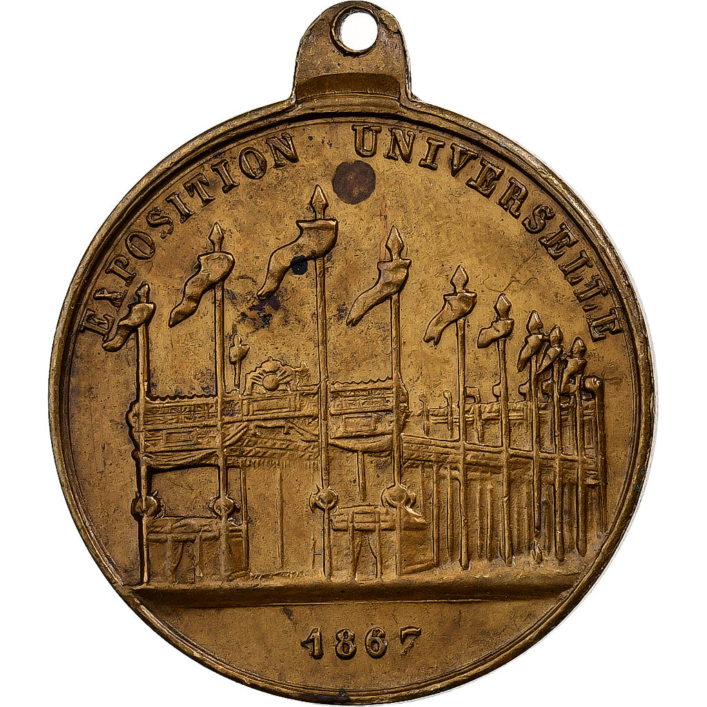 França, medalha, Napoléon III, Exposition Universelle, 1867, Latão, AU(50-53)