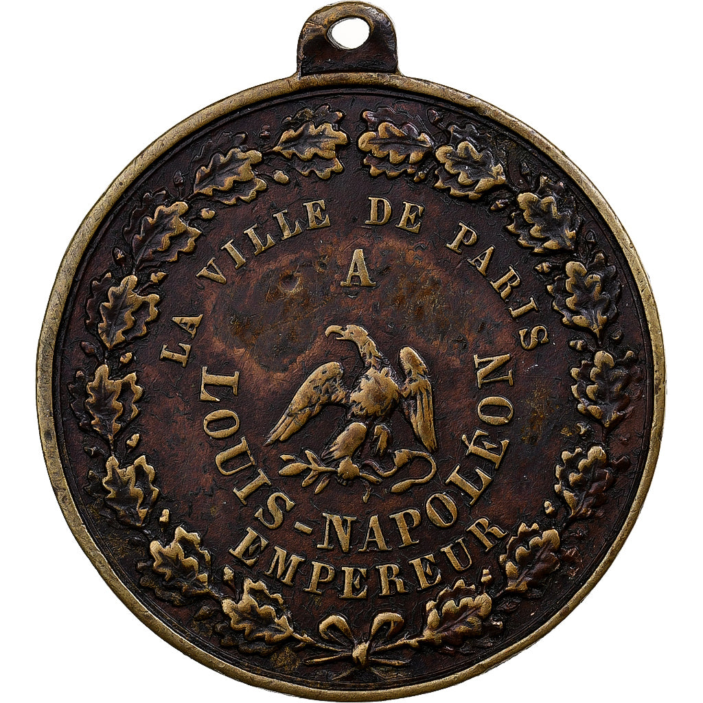 França, medalha, La Ville de Paris à Louis-Napoléon, Latão, AU(50-53)